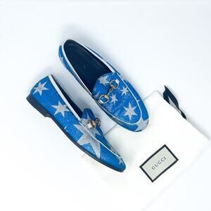 Gucci Jordaan Starry Sky Lurex & Calfskin Horsebit Loafer EU 35